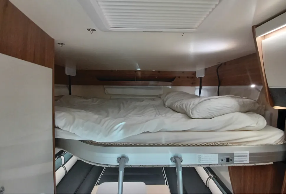 The bed inside the Elnagh Baron 530