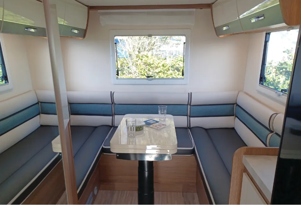The lounge inside the Elnagh Baron 530
