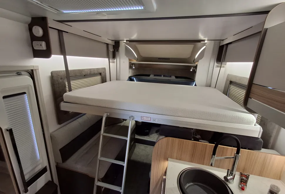 The bed inside the Bailey Adamo XL-DL motorhome