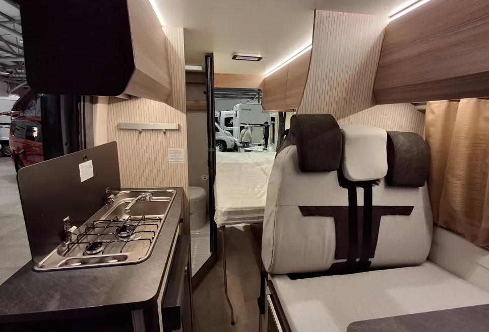 Inside the Rimor Horus 12 campervan