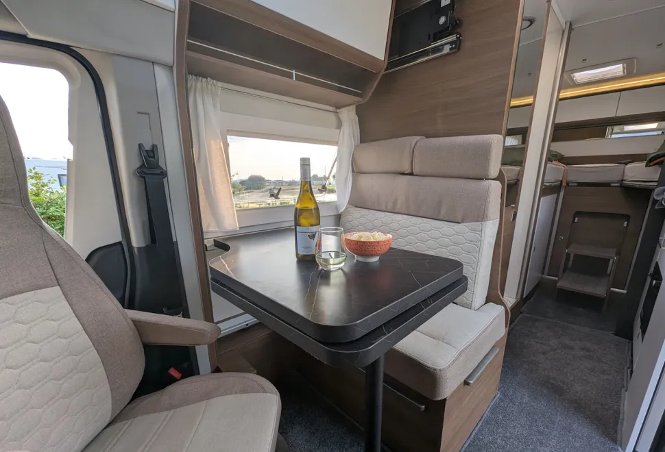 Benimar Tessoro T861 lounge showing rear travel seats