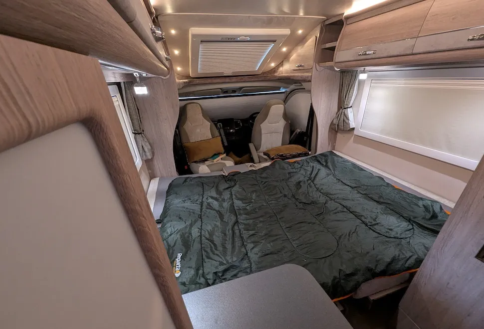 The bedroom inside the Auto-Sleeper Nuevo EK Plus