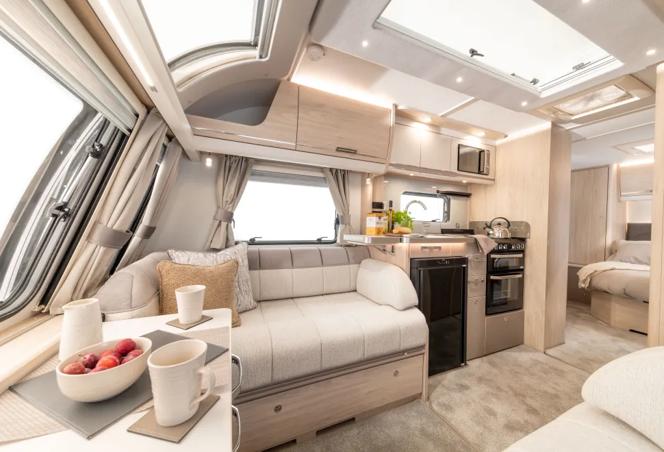 The stunning lounge of the Elddis Crusader Aurora