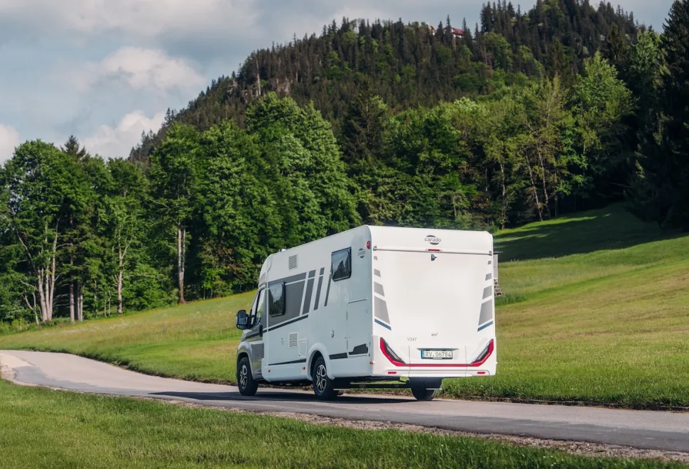 Carado motorhome in countryside