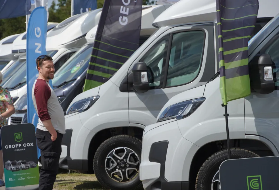 A great selection of motorhomes on display in the trade area