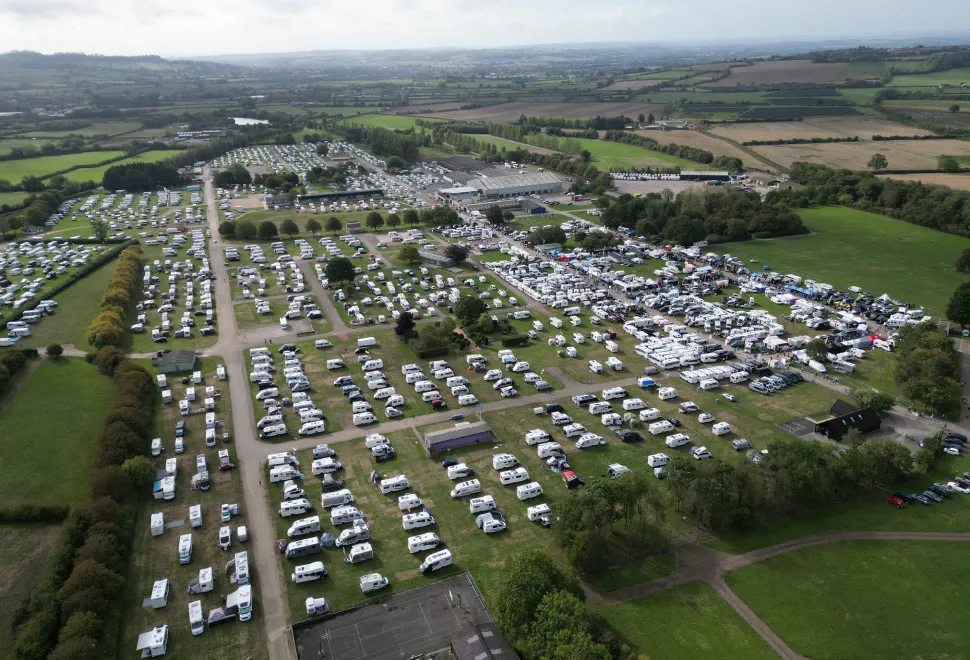 Aerial view of the Shepton camping fields