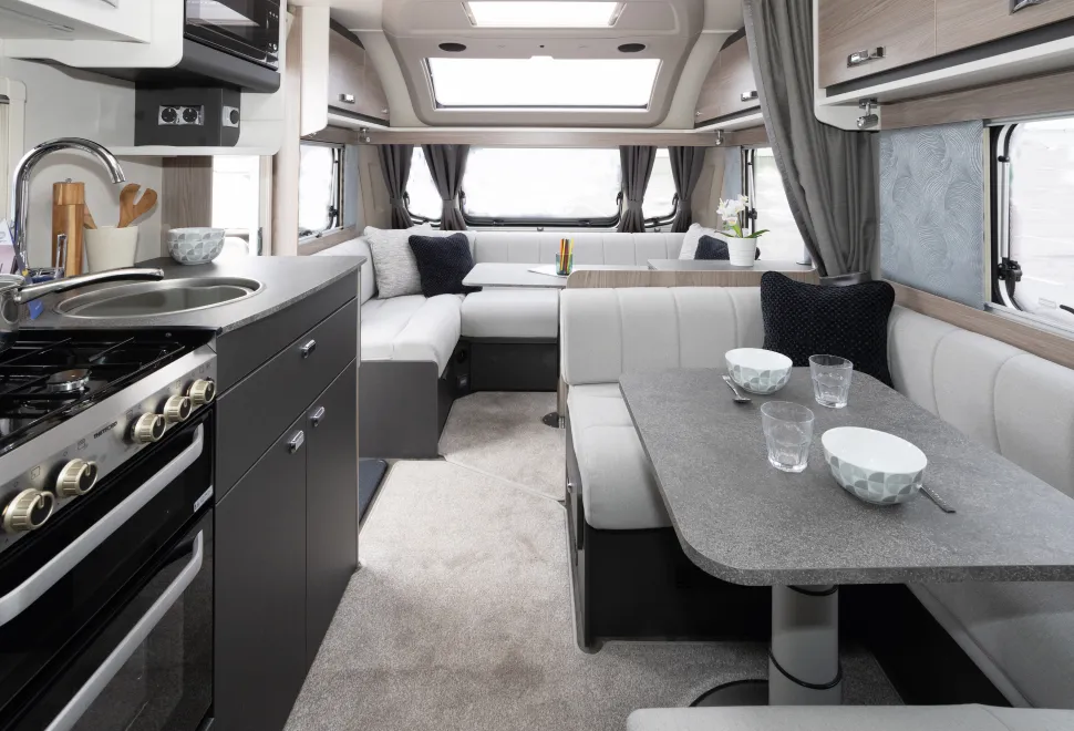 The kitchen not only has plenty of cooking space, but also space to eat and spend quality family time