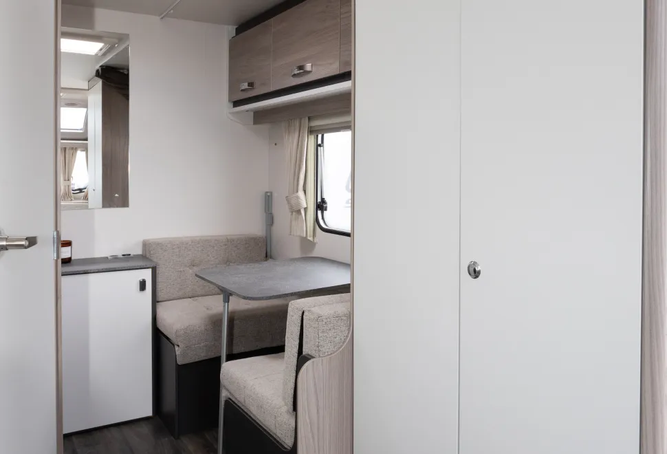 The double-doored wardrobe is enormous considering the compact size of the caravan