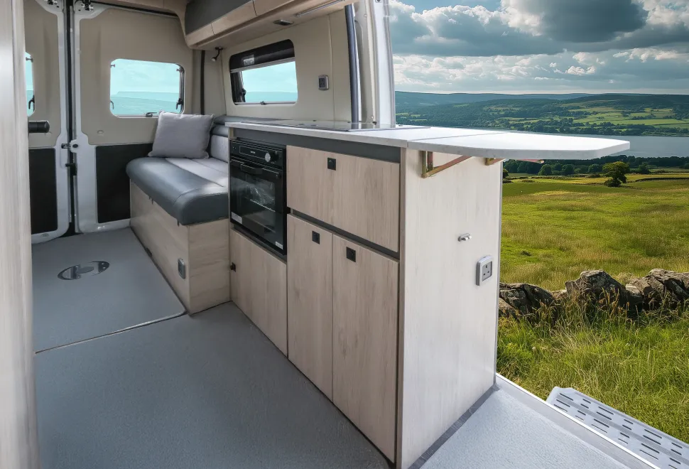 The kitchen inside the Auto-Trail Expedition 54
