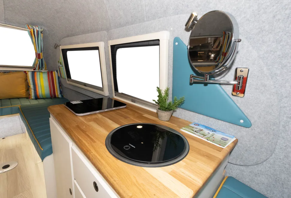 The kitchen inside the Barefoot Bothy