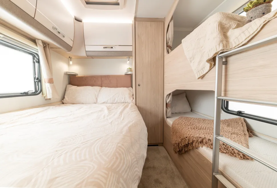 The bedroom inside the Elddis Whirlwind 868