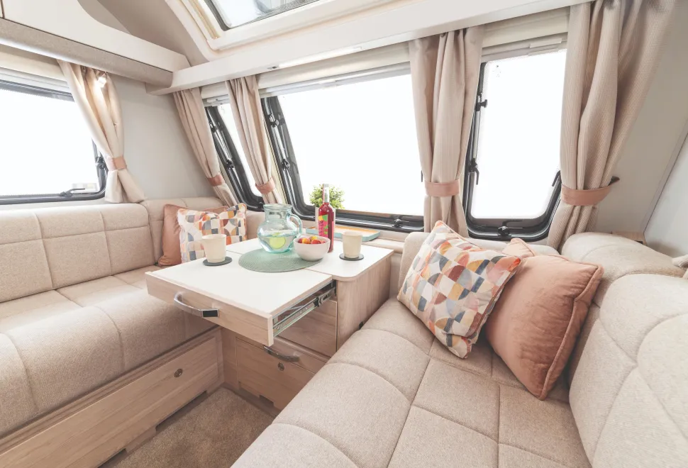 The lounge inside the Elddis Whirlwind 868