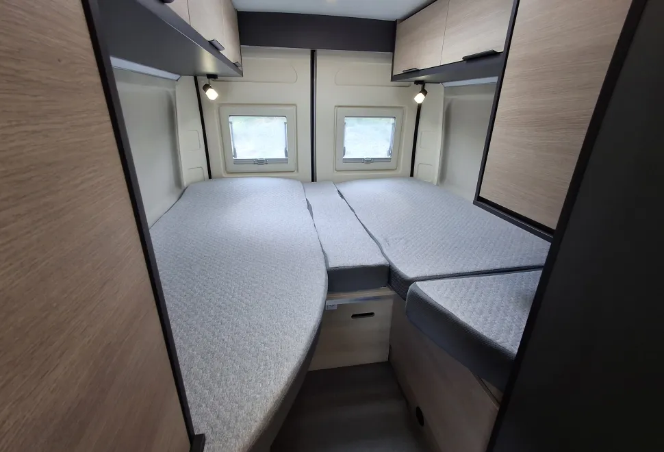The bedroom inside the Dreamer D68 Fun