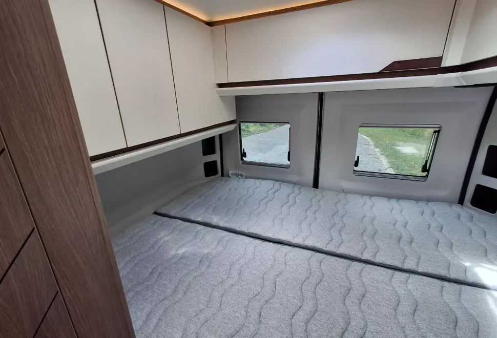 The bed inside the Dreamer Select D55 20th Anniversary campervan