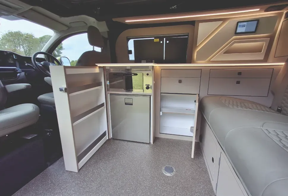 Inside the Hillside Birchover Classic T7 campervan
