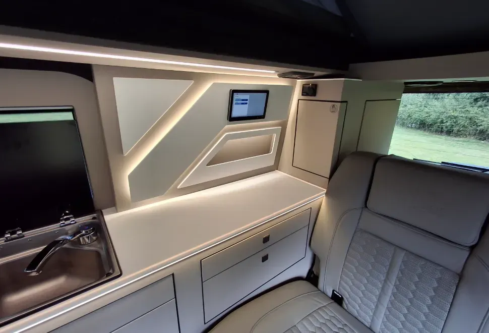 inside the Hillside Birchover Classic T7 campervan
