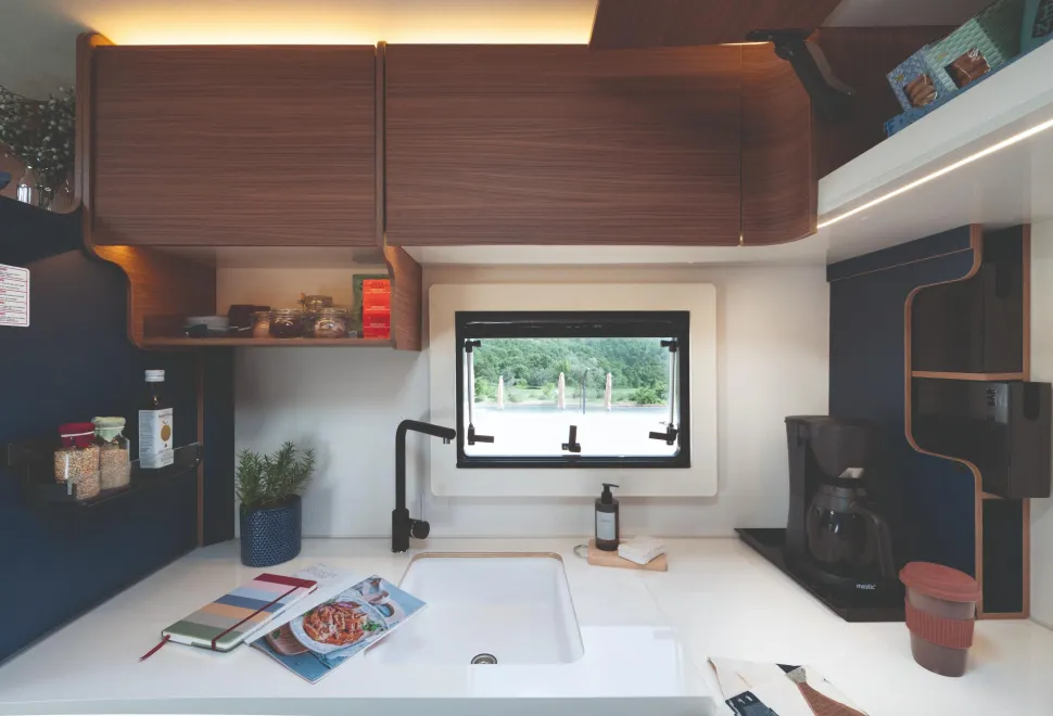 The kitchen inside the Rimor Sailer 56 Plus