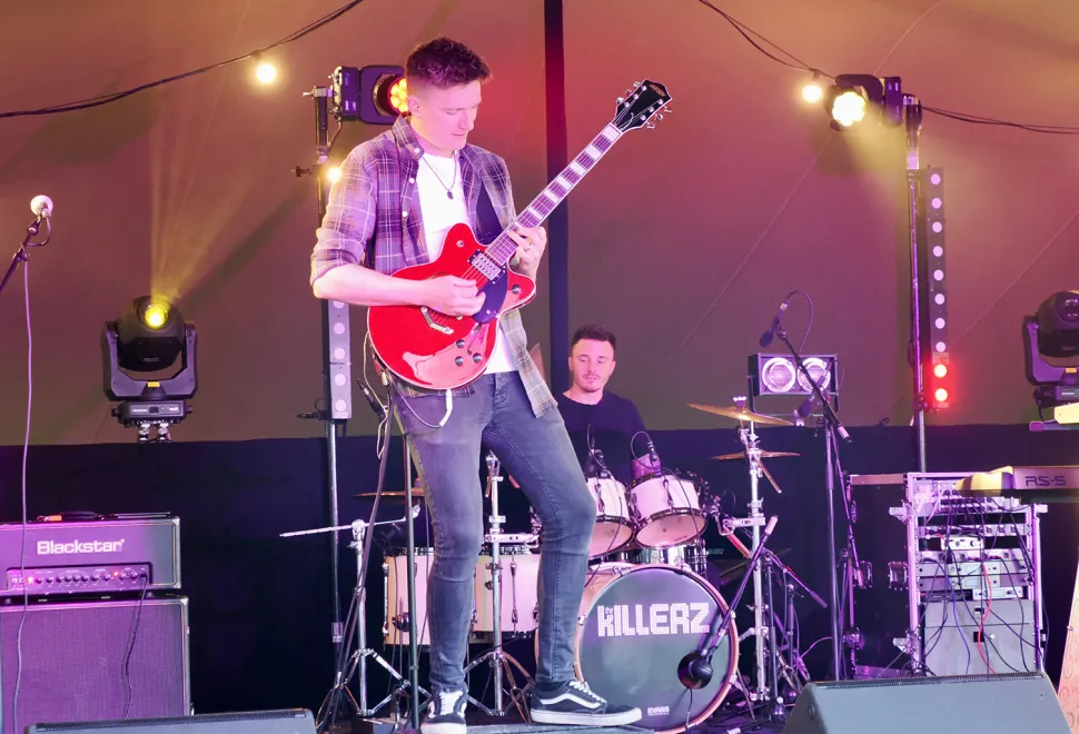 sh - Campervan Campout - playing to the crowd on the main stage