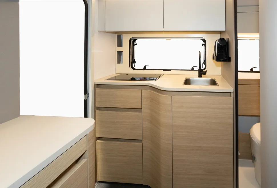 The top of the dresser folds out to create extra surface space