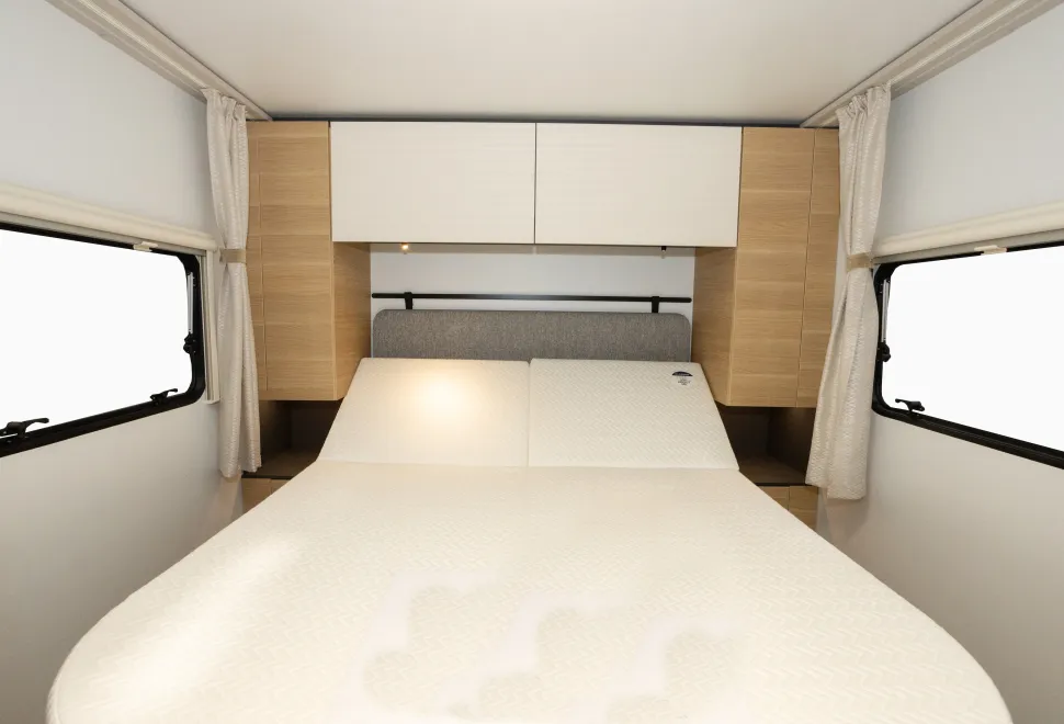 The pillow sections of the bed bases can be raised for daytime reclining