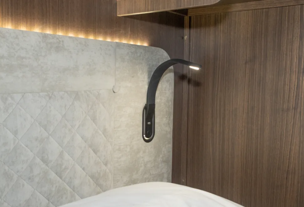 Stunning corner lights – one touch turns on a subtle rim of light and a second touch gives you full illumination