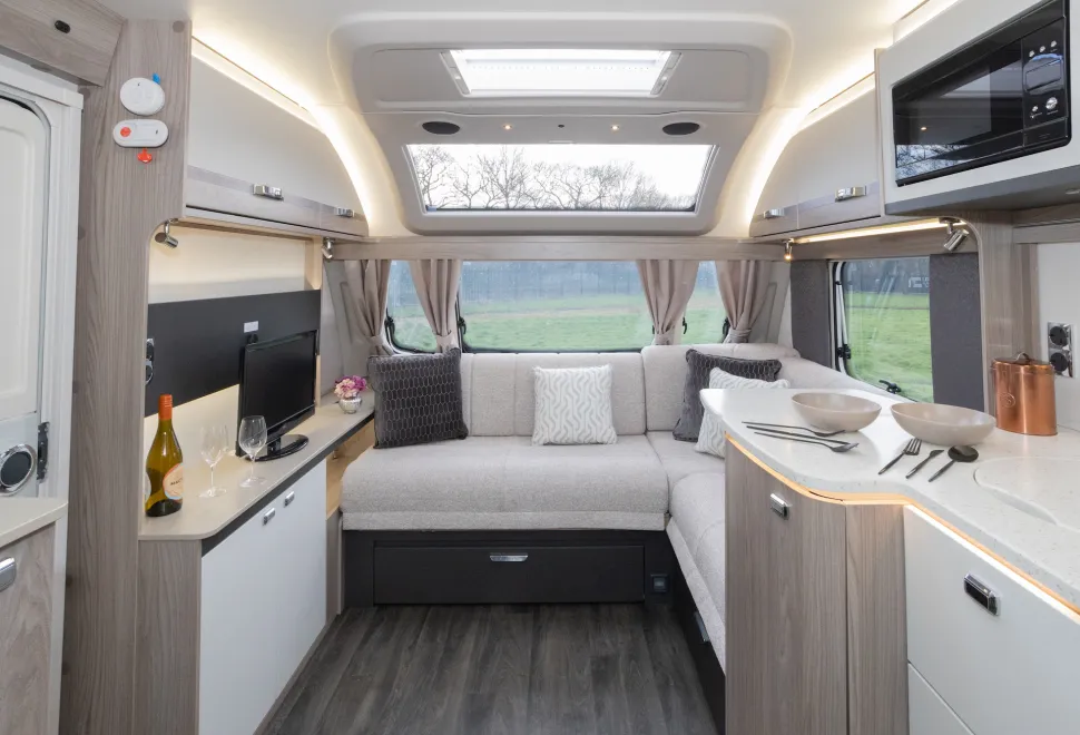 Lounge and spacious width of the Swift Conqueror Grande 560L