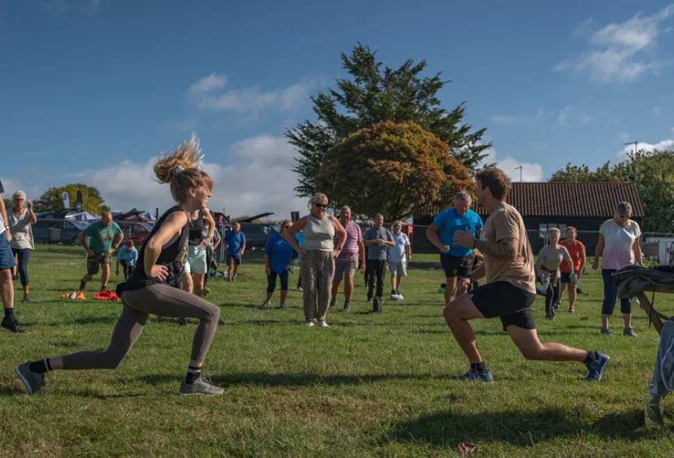 outdoor workout at shepton motorhome show
