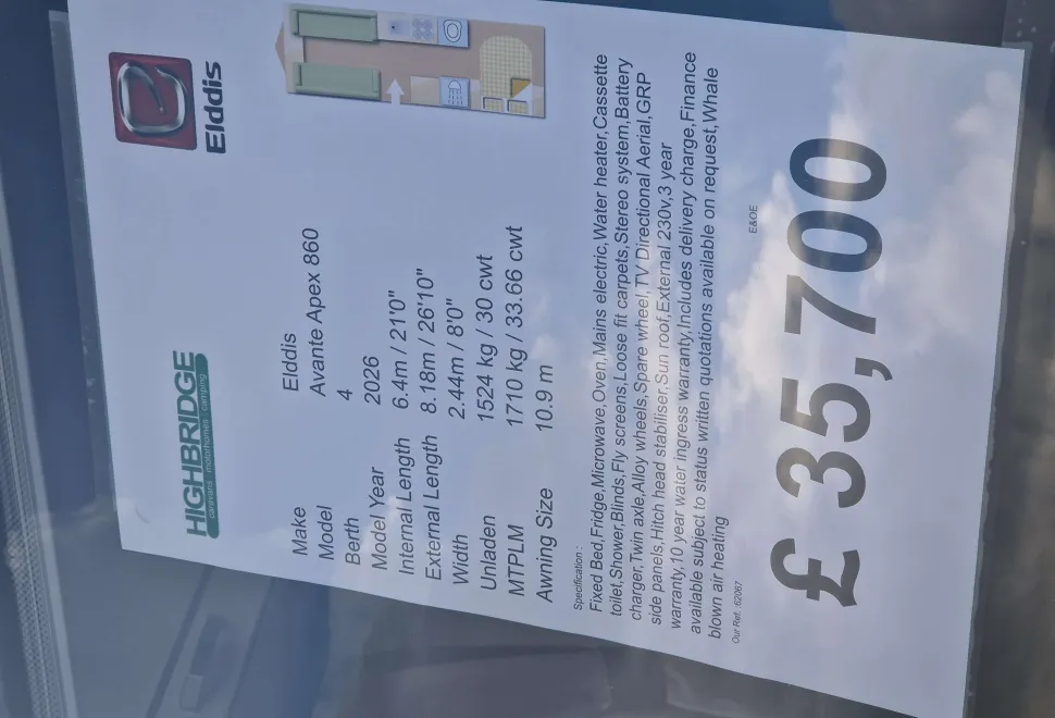 Elddis Avante Apex 860 2026