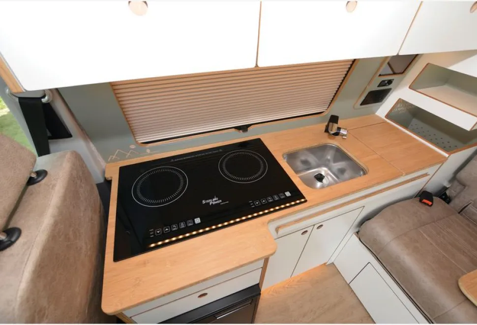 Taylored Campervans Eco Drifter 2.0 rising roof campervan kitchen