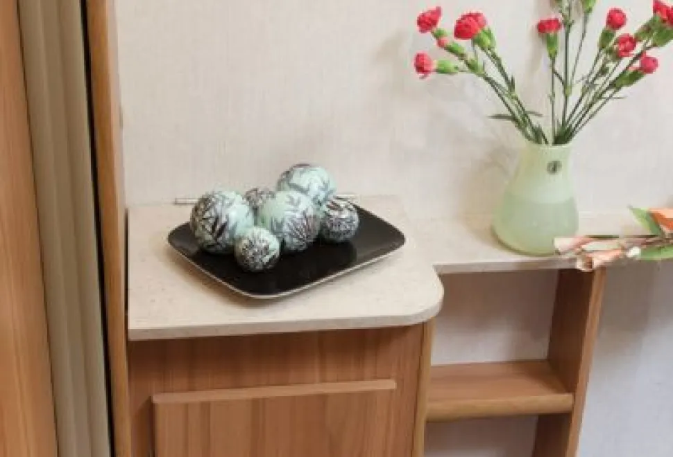 rhp_Cabinets and small shelves are on both end of the dressing table