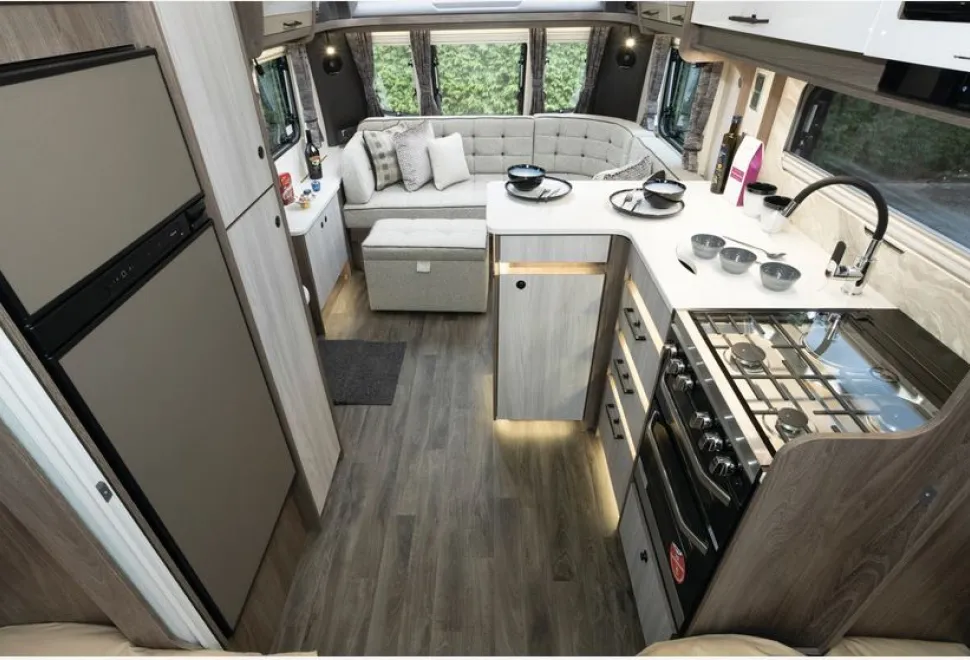 Coachman Lusso III caravan lounge and kitchen (photo courtesy of Richard Chapman)