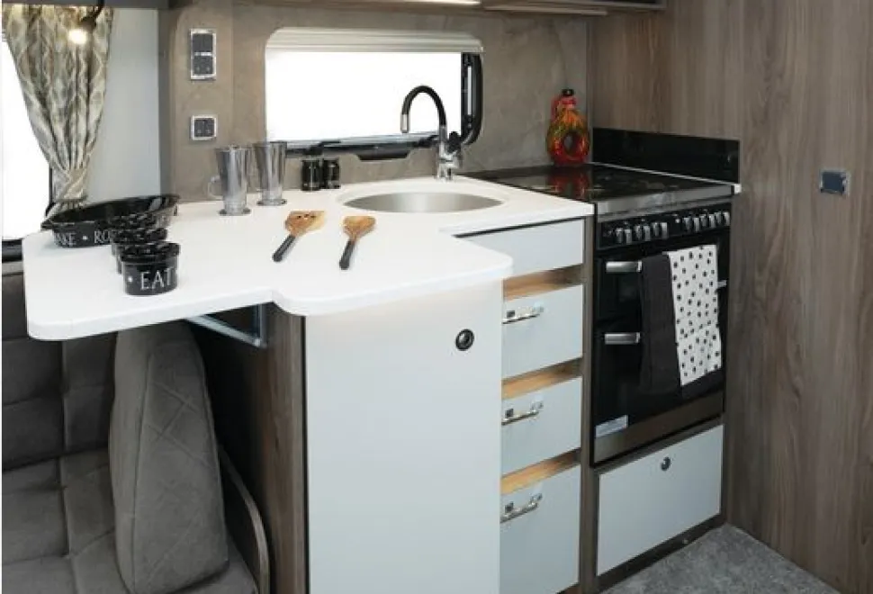 Coachman Laser 665 Xtra caravan kitchen (photo courtesy of Richard Chapman)