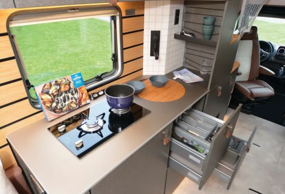 Hymer Venture S rising roof motorhome kitchen