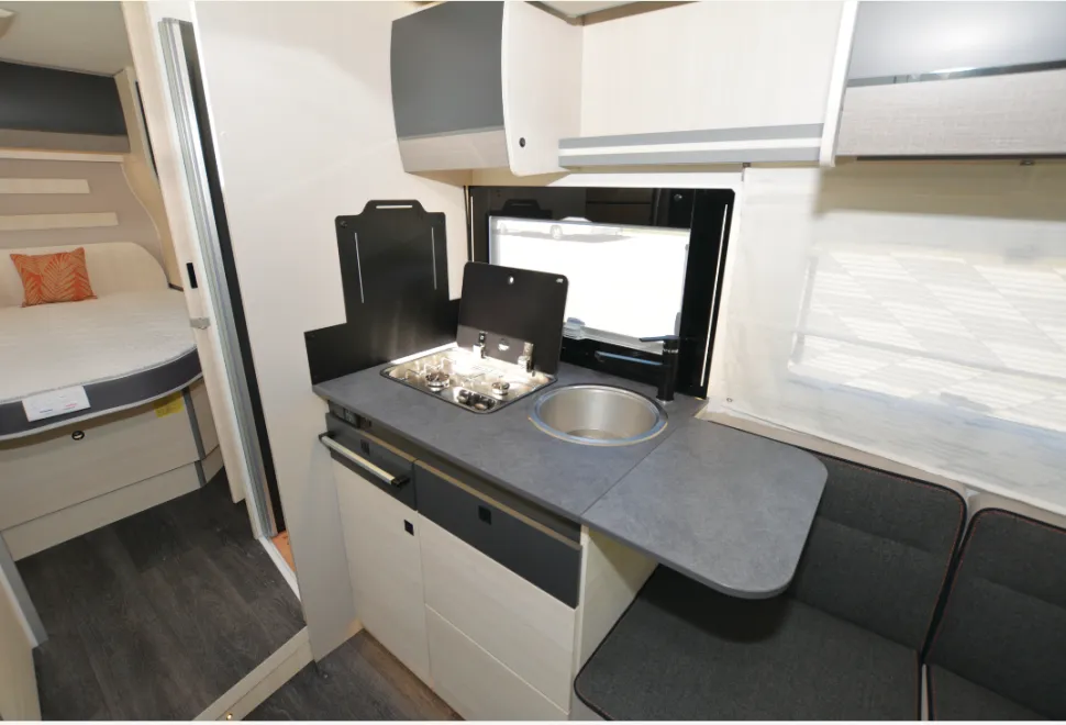 The Chausson Titanium Ultimate 788 low-profile motorhome kitchen