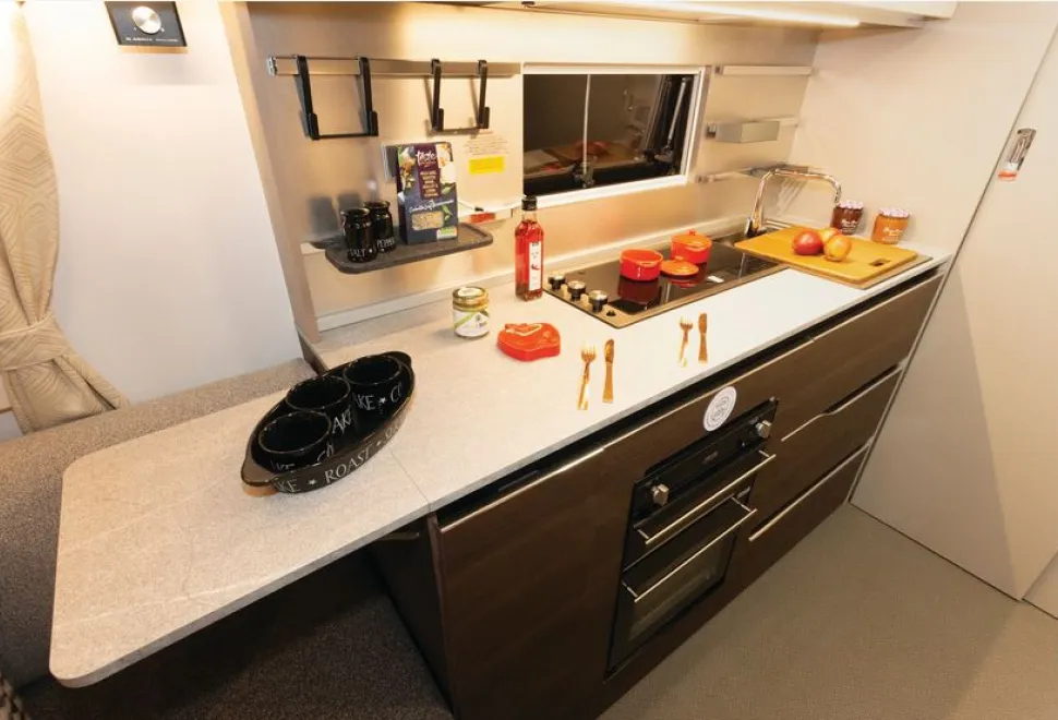 The Adria Alpina Colorado twin-axle caravan kitchen (photo courtesy of Richard Chapman)