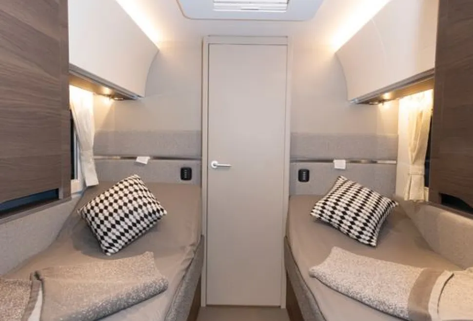 The Adria Alpina Colorado twin-axle caravan bedroom (photo courtesy of Richard Chapman)