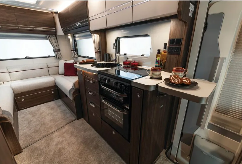 Elddis Encore 295 low-profile motorhome kitchen (photo courtesy of Elddis)