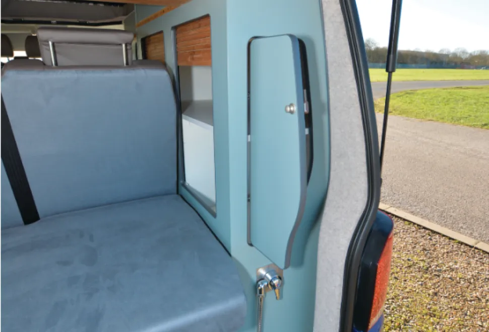 The Out and About Campers rising roof campervan rear