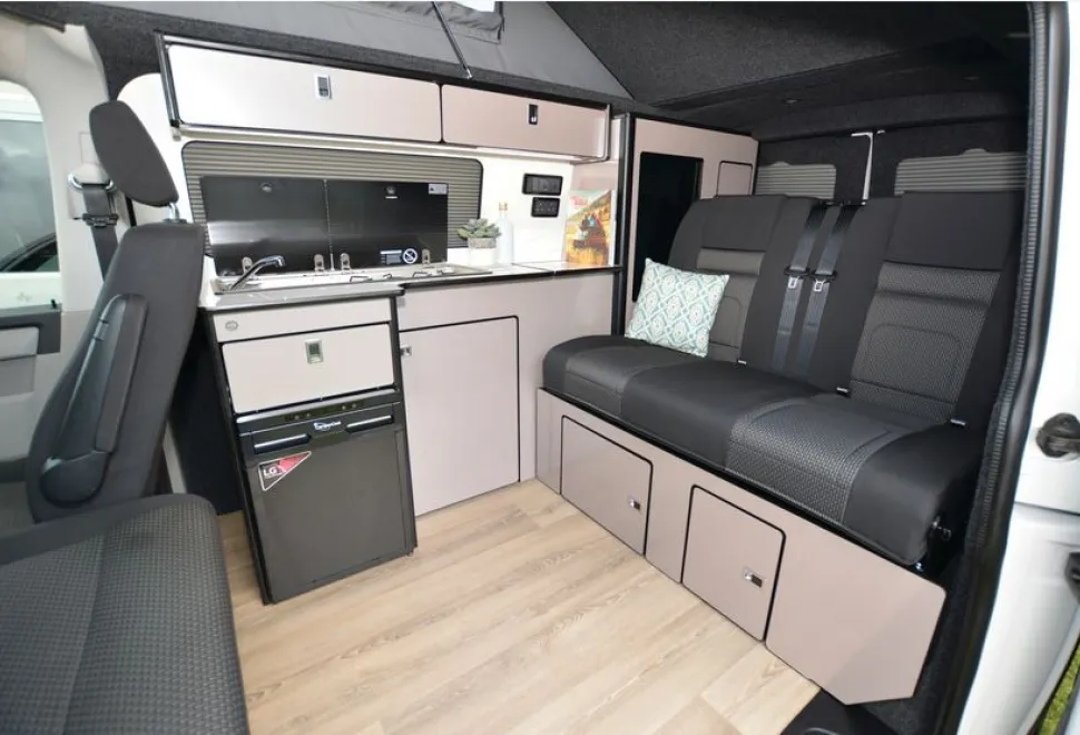 Incline Campers VW T6 rising roof campervan interior