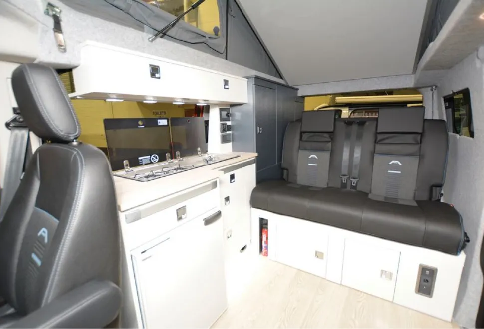 The Orange Campers Trouvaille Actif rising roof campervan interior