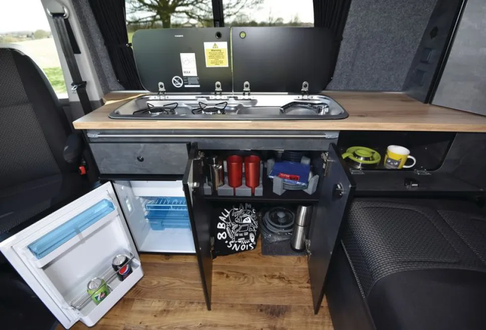 8Ball2 rising roof campervan kitchen courtesy of Peter Rosenthal