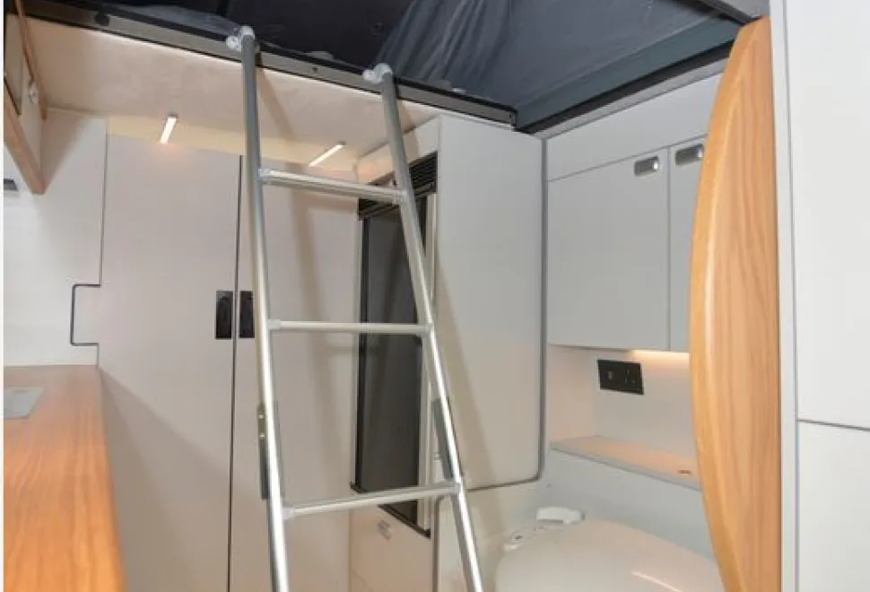 Knights Custom Mountain Tourer rising roof campervan interior