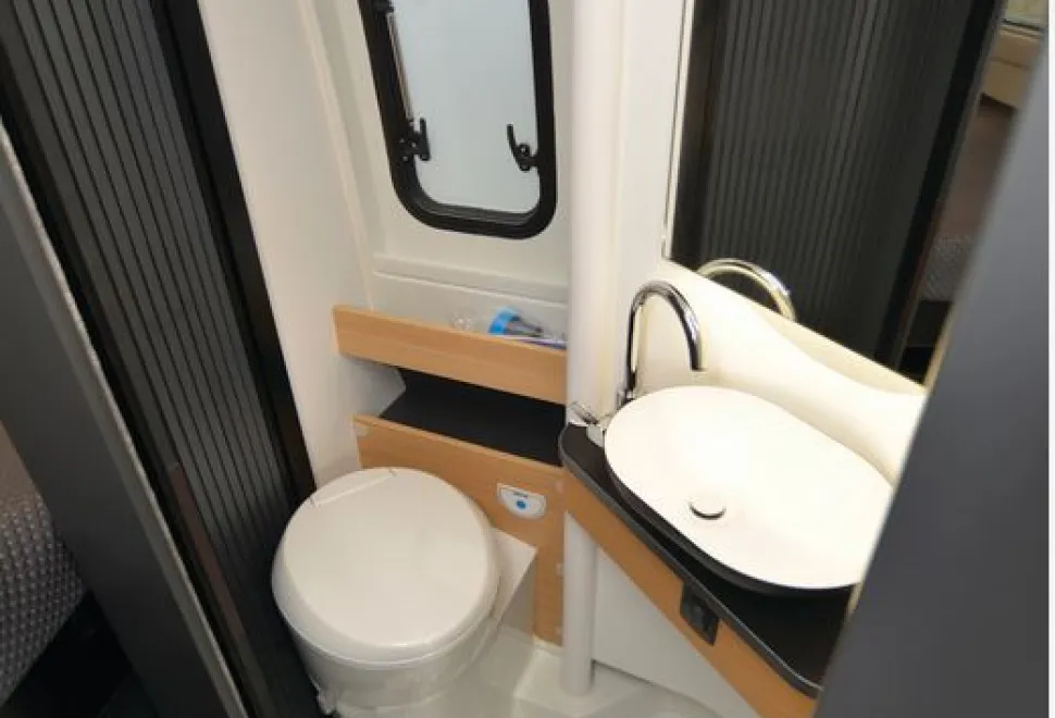The Adria Twin Max 680 SGX campervan washroom