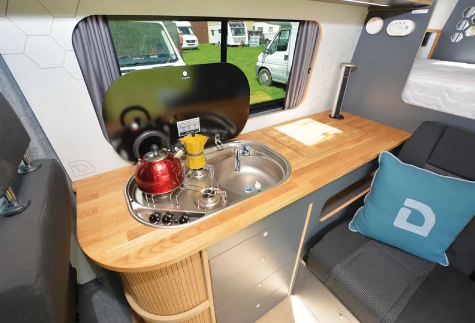 The Dormobile Ohana high-top campervan kitchen