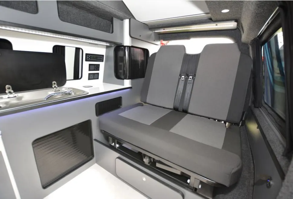 The CampAway Caddy rising roof campervan interior