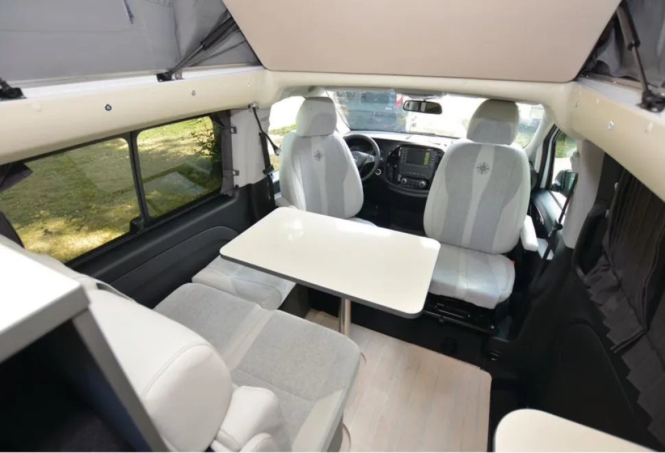The Westfalia Jules Verne rising roof campervan lounge
