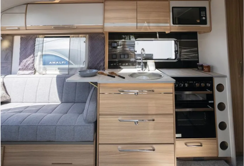 Bailey Unicorn Cartagena caravan kitchen (photo courtesy of Richard Chapman)