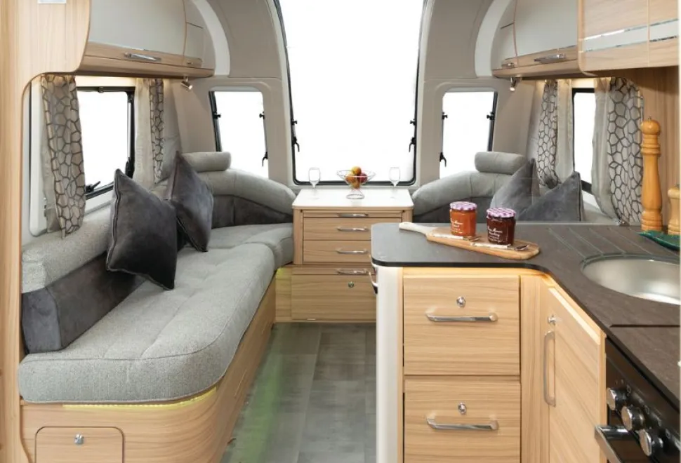 The Bailey Alicanto Grande Porto twin-axle caravan lounge