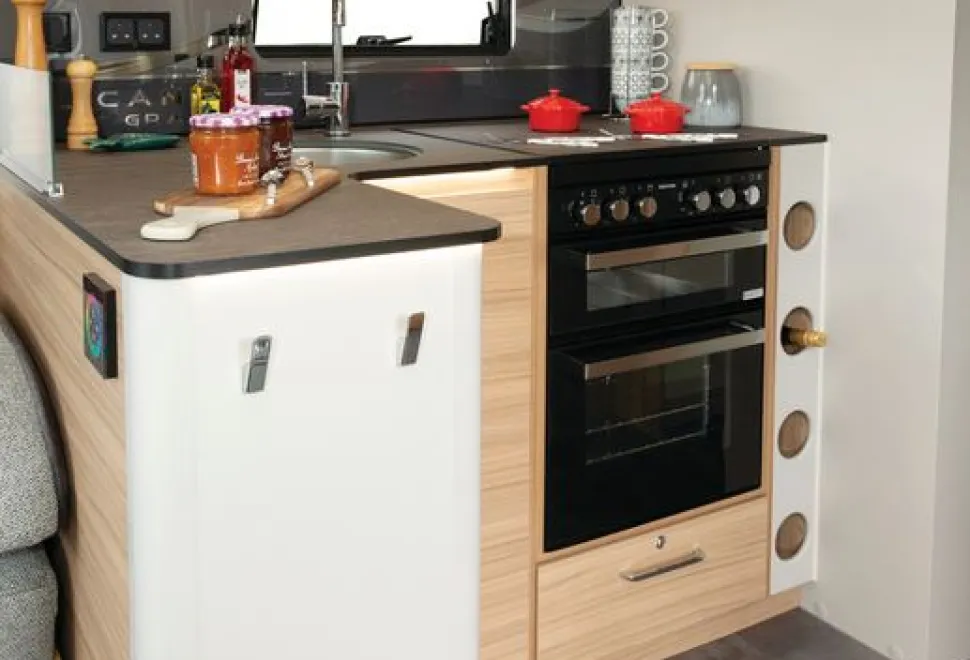 The Bailey Alicanto Grande Porto twin-axle caravan kitchen