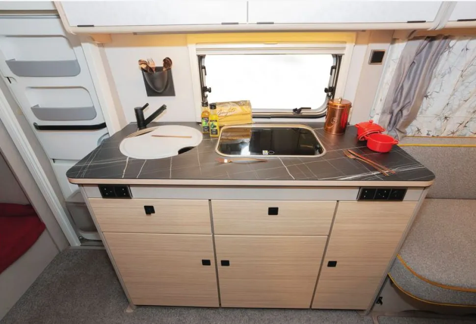 Eriba Touring 560 caravan kitchen (photo courtesy of Richard Chapman)